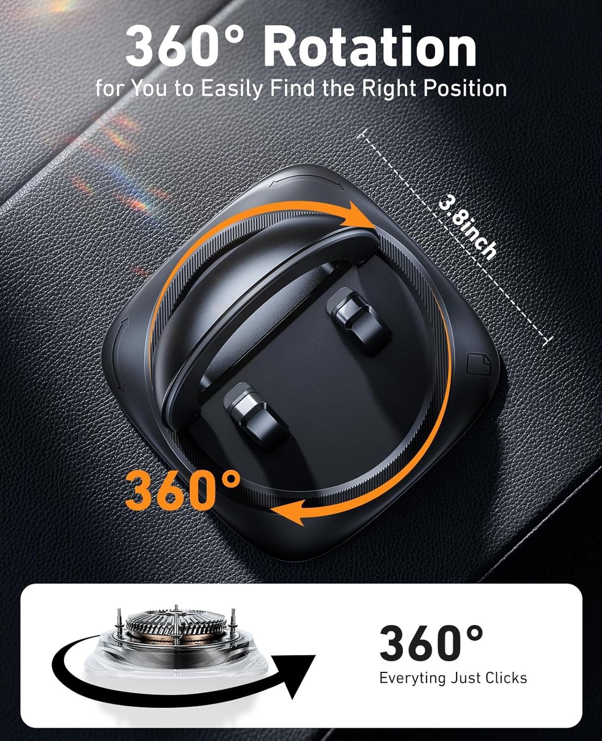 360° Rotating Universel Car Phone Holder - Dashboard Mount for iPhone, Samsung, Xiami, Huawei - Esse